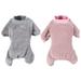 Popvcly 2 Pack Dog Pajamas Flannel Dog Onesie Warm Pet Clothes Soft Dog Pjs Dog Apparel Dog Jumpsuit Jammies with Legs for Pet Dog Cat Gray+Pink M