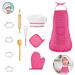 Cute Kids Aprons for Girls Boys Chef Hat Apron (Pink) Dress Up Chef Costume for Toddlers Age 3-8 Little Girls Chef Set Pretend Play Cooking Baking Gifts