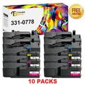 Toner Bank Compatible Toner Cartridge Replacement for Dell 331-0778 331-0777 331-0780 331-0779 High Yield (4 * Black 2 * Cyan 2 * Magenta 2 * Yellow 10-Pack)