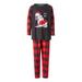 Gureui Family Matching Christmas Pajamas Sets Long Sleeve Round Neck Dog Print Tops + Elastic Band Plaid Pants/ Long Sleeve Jumpsuit Sleepwear