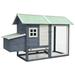 Anself Wooden Chicken Coop Cage with Pull Out Tray Nest Box and Ramp Hen Hutch Poultry House Pet Animal Home Gray for Garden Backyard Lawn 66.9 x 31.9 x 43.3 Inches (L x D x H)