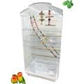 Large Portable Hanging Travel Open Top Bird Flight Cage With Play Toys and 10-Step Cross Ladder for Parakeets Finches Canaries Lovebirds Small Quaker Parrots Cockatiels Budgie Green Cheek Conure