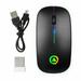 2.4GHz Wireless Optical Mouse with USB Rechargeable RGB Cordless Mice for PC Laptop - Black