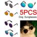 Classic Retro Round Metal Prince Princess Sunglasses Puppy Katie Photo Props Toys 5Pack Pet Dog Cat Sunglasses