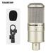 ammoon PC-K200 Cardioid-directional Condenser Recording Microphone Metal Structure Wide Frequency Response with Shock Mount for Network Karaoke Live Broadcast Recording Instrument Recording
