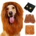 Shulemin Pet Costume Lion Mane Wig Headgear Hat Halloween Festival Decor for Dog Dark Brown A