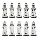 10Pcs Miniature Art Resin Microlandschaft Moss Micro Landscape Ecological Bottle Decorations DIY White Lighthouse Assemblied Decor for Garden (Small Size Assorted Color)