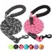 2 Packs 5 FT Strong Dog Leash with Comfortable Padded Handle and Highly Reflective Threads Dog Leashes for Small Medium and Large Dogs - Black + Pink