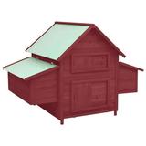 Festnight Chicken Coop Red and White 59.8 x37.7 x43.3 Solid Firwood