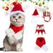 AURORA TRADE 1 Set Pet Scarf Super Soft Breathable Friendly to Skin Non-Fading Easy-wearing Keep Warm Polar Fleece 4 Pieces Christmas Cat Scarf Hat Costumes Set Pet Supplies