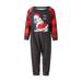 Gureui Family Matching Christmas Pajamas Sets Long Sleeve Round Neck Dog Print Tops + Elastic Band Plaid Pants/ Long Sleeve Jumpsuit Sleepwear