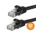 Monoprice Cat6 Ethernet Patch Cable - 1 Feet - Black (12 Pack) Snagless RJ45 550MHz UTP Pure Bare Copper Wire 24AWG - FLEXboot Series