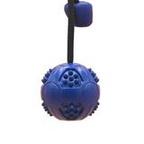 Sontory Pets Natural Rubber Fetch Ball with Rope Tough Dog Chew Toy Blue