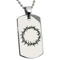 Stainless Steel Crown of Thorns Engraved Dog Tag Pendant Necklace
