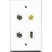 RiteAV 1 Port HDMI and 1 Port RCA Yellow 2 Port Coax Cable TV- F-Type Wall Plate