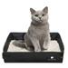 Ugerlov Cat Litter Box Collapsible Portable Cat Litter Box Travel Cat Litter Box Foldable Light Weight Waterproof Travel Litter Pan Waterproof and Leak-Proof Cat Litter Box for Small Cats Black+S