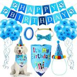 Dog Birthday Party Supplies Dog Birthday Hat Bandana Scarf with Cute Dog Bow Tie Banner Balloons for Small Pets Doggie Birthday Party Decorations