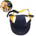 OUNONA UEETEK Pet Dog Puppy Baseball Cap Visor Hat Sunhat Adjustable Chin Strap Sunbonnet with Ear Holes - Size L(Navy Blue)