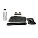 Logitech MK550 Comfort Wave Wireless Keyboard & Mouse Combo Modern Bundle with 2 Pro Portable Wireless Bluetooth Speakers Charging Tray Gel Wrist Pad Gel Mouse Pad & 20 oz. Canteen