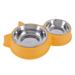 Promotion Clearance Stainless Steel Pet Dog Duble Bowl Kitten Food Water Feeder Small Dogs Cats Drinking Dish Feeder for Pet Supplies Feeding Bowls Yellow