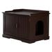 SamyoHome Wooden Cat Litter Box Enclosure Cabinet Indoor Hidden Pet Crate Brown