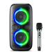 Bluetooth Speaker Ortizan P6 Party Speaker with Wireless Microphone 80W Super Punchy Bass Loud Sound Wireless Speakers with Lights