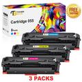 Toner Bank 3-Pack Compatible Toner Cartridge with Chip for Canon Cartridge 055 Cyan Magenta Yellow imageCLASS MF741CDW MF743Cdw MF742Cdw MF744Cdw MF746Cx MF745CDW LBP663CDW LBP664CX Printer Ink