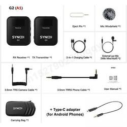 SYNCO G2 A1 G2 A1 for android Lavalier Wireless Mic Condenser Microphone System 70M Transmission for Smartphone DSLR Camera Realtime Monitoring