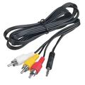 PwrON Compatible AV A/V 3.5mm mini plug to 3 RCA Cable Audio Video Stereo Cord Replacement for Hosa C3m-110 Camcorder A/V Breakout Cable