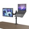 Stand Up Desk Store Convertible Clamp-On Laptop and Monitor Stand / Dual Monitor Mount (Black 13 to 32 Monitor up to a 17 Laptop)