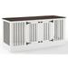 Bowery Hill Medium Traditional Wood Credenza Pet Crate in White/Dark Brown