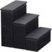 Etna 3-Step Pet Steps with Storage Fold Away Pet Stairs for Dogs Cats Fabric Upholstered Padded Tops - Black