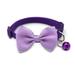 HEVIRGO Pet Bow Collar Solid Color Holiday Dress Up Adorable Pet Cats Bow-knot Collar with Bell for Christmas Purple Polypropylene