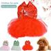 XWQ Pet Tang Suit Chinese Style Dress-up Skin-friendly Pet Dogs Cheongsam Tulle Dress for New Year