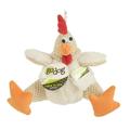 goDog Fat Rooster Checkers Squeaky Plush Dog Toy Chew Guard Technology - White Large