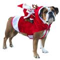 Dog Christmas Costume Dog Cat Christmas Santa Claus Costume Holiday Outfit Pet Running Santa Claus Riding on Pet Clothes for Medium Large Sized Dogs S