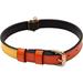 Scotch&Co Leather Pet Collars â€“ Leather Pet Neckband with Elegant Waxed Cotton Stitched Edges | Adjustable Brass Buckle | Suitable for Small & Medium Breed Dogs | Orange-Yellow | Medium (12.5 -16.5 )