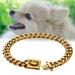 Meidiya Gold Dog Collar Dog Stainless Steel Chain Collar Heavy Duty Cuban Link Dog Chain with Metal Buckle Pet Good Gift for Dogs