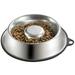 Stainless Steel Metal Slow Feeder Dog Bowl | Permanently Attached Rubber Ring Design | Ideal for Small Medium and Large Sized Do