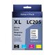 Brother LC205 High Yield Ink Cartridge InkjetsClub Ink Cartridge Replacement 4 Pack Value Pack. Includes 1 Black 1 Cyan 1 Magenta and 1 Yellow Compatible Ink Cartridges