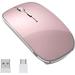 Wireless Mouse Chargeable Portable Silent Wireless Mouse 2.4G Wireless Mouse 3 Adjustable DPI for Laptop Mac MacBook Android PC (Rose gold)