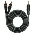 VOYZ 3.5mm Mini Plug to Two RCA Plugs Audio Y Cable Splitter 12 Feet (PS-209-12)