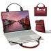 Lenovo IdeaPad 3 CB 14IGL05/Chromebook 3 14 Laptop Sleeve Leather Laptop Case for Lenovo IdeaPad 3 CB 14IGL05/Chromebook 3 14 with Accessories Bag Handle (Red)