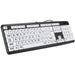 USB Wired Keyboard with Foldable Stands Low Vision Keyboard USB Wired Old People Keyboard with White Large Print Keys for Desktop Computer PC