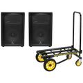 (2) JBL JRX212 1000 Watt 12 Inch 2-Way DJ P/A Speakers+Equipment Transport Cart