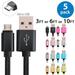 5x 6FT Afflux Micro USB Adaptive Fast Charging Cable Cord For Samsung Galaxy S7 S6 Edge S4 S3 Note 2 4 5 Grand Prime LG G3 G4 Stylo HTC M7 M8 M9 Desire 626 OnePlus 1 2 Nexus 5 6 Nokia Lumia Black