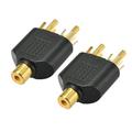 RCA Female to 2 RCA Male Connector Splitter Adapter Coupler 2Pcs for Stereo Audio Video Cable Convert