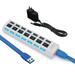 USB Hub 3.0 Splitter 7-Ports USB Adapter with Individual ON/Off Switches and LEDs Multi-Port USB Data Hub for PC Mac Laptop Surface and More