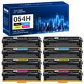 Toner Bank 8-Pack Compatible Toner Replacement for Canon 054H Color imageCLASS LBP622Cdw MF644Cdw MF642Cdw MF640C LBP620 Pritner Ink (2x Black 2x Cyan 2x Magenta 2x Yellow WITH CHIP)