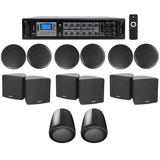 6-Zone Home Audio Receiver+(6) 3.5 Black Cube+(2) JBL Pendant+Ceiling Speakers